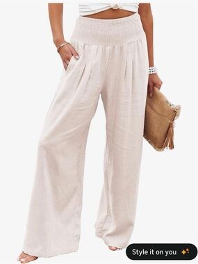 High-Waist Wide Leg Linen Pants